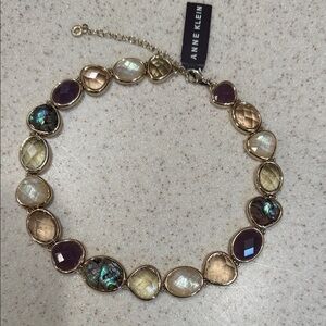 Anne Klein Gold Tone Multicolor Cabochon Statement Necklace